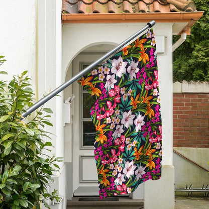 Tropical Flowers Pattern Print Polyester Flag