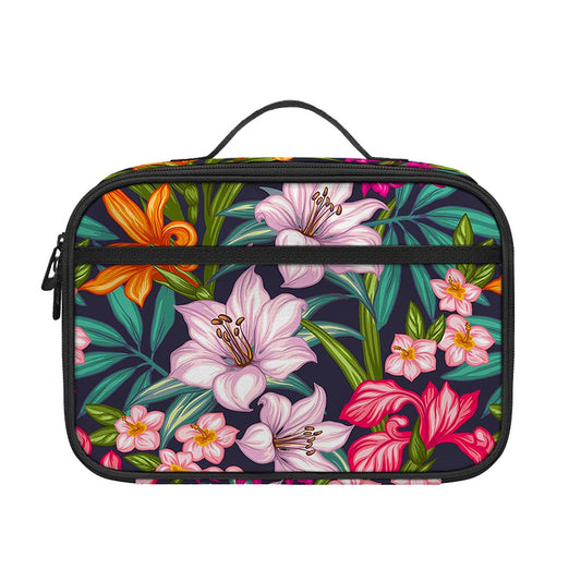 Tropical Flowers Pattern Print Portable Lunch Bag