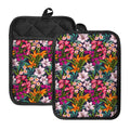 Tropical Flowers Pattern Print Pot Holders With Pocket