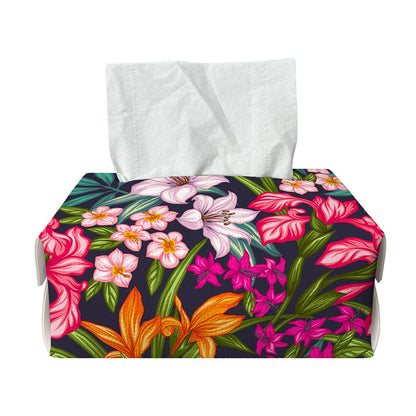 Tropical Flowers Pattern Print Rectangle Tissue Box Cover