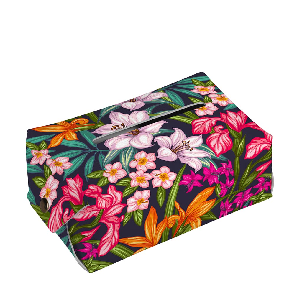 Tropical Flowers Pattern Print Rectangle Tissue Box Cover