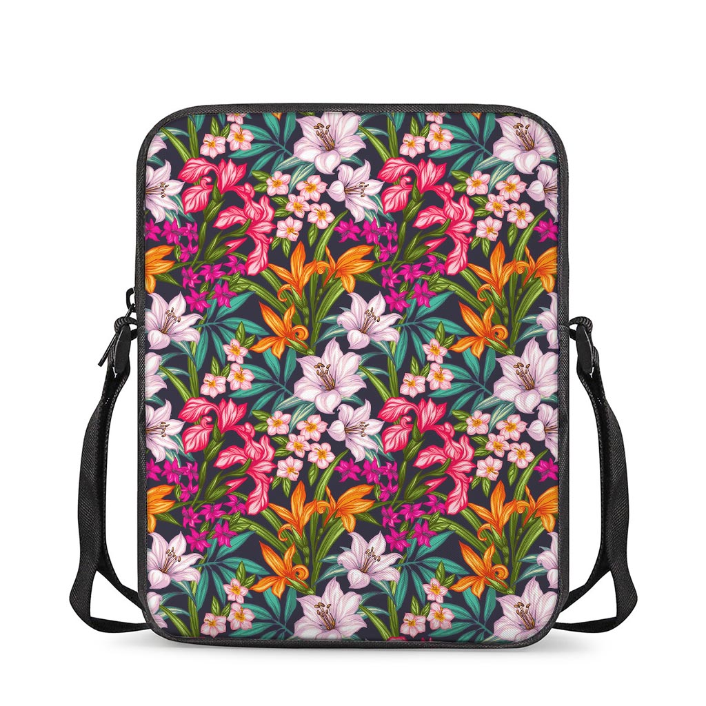 Tropical Flowers Pattern Print Rectangular Crossbody Bag