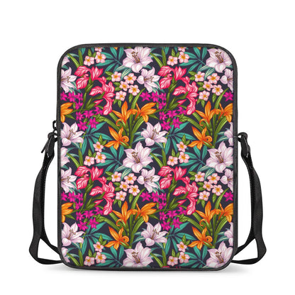Tropical Flowers Pattern Print Rectangular Crossbody Bag