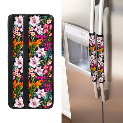 Tropical Flowers Pattern Print Refrigerator Handle Covers