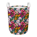 Tropical Flowers Pattern Print Round Laundry Basket