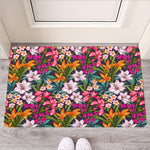 Tropical Flowers Pattern Print Rubber Doormat