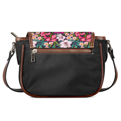 Tropical Flowers Pattern Print Saddle Bag
