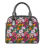 Tropical Flowers Pattern Print Shoulder Handbag