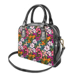 Tropical Flowers Pattern Print Shoulder Handbag
