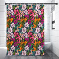Tropical Flowers Pattern Print Shower Curtain