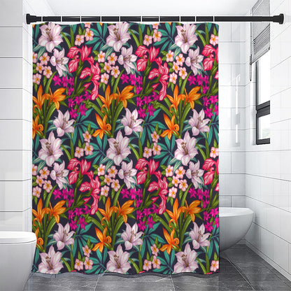 Tropical Flowers Pattern Print Shower Curtain