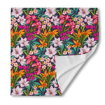 Tropical Flowers Pattern Print Silk Bandana