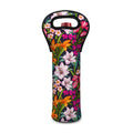 Tropical Flowers Pattern Print Single Neoprene Wine Tote