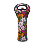 Tropical Flowers Pattern Print Single Neoprene Wine Tote