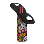 Tropical Flowers Pattern Print Single Neoprene Wine Tote