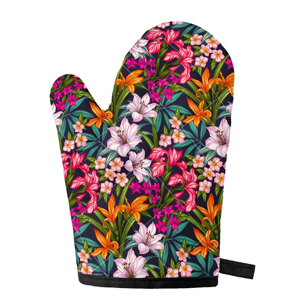 Tropical Flowers Pattern Print Single Oven Mitt