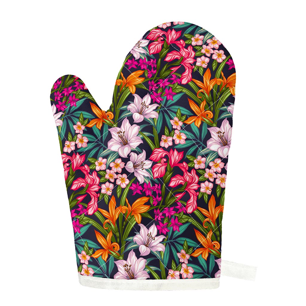 Tropical Flowers Pattern Print Single Oven Mitt