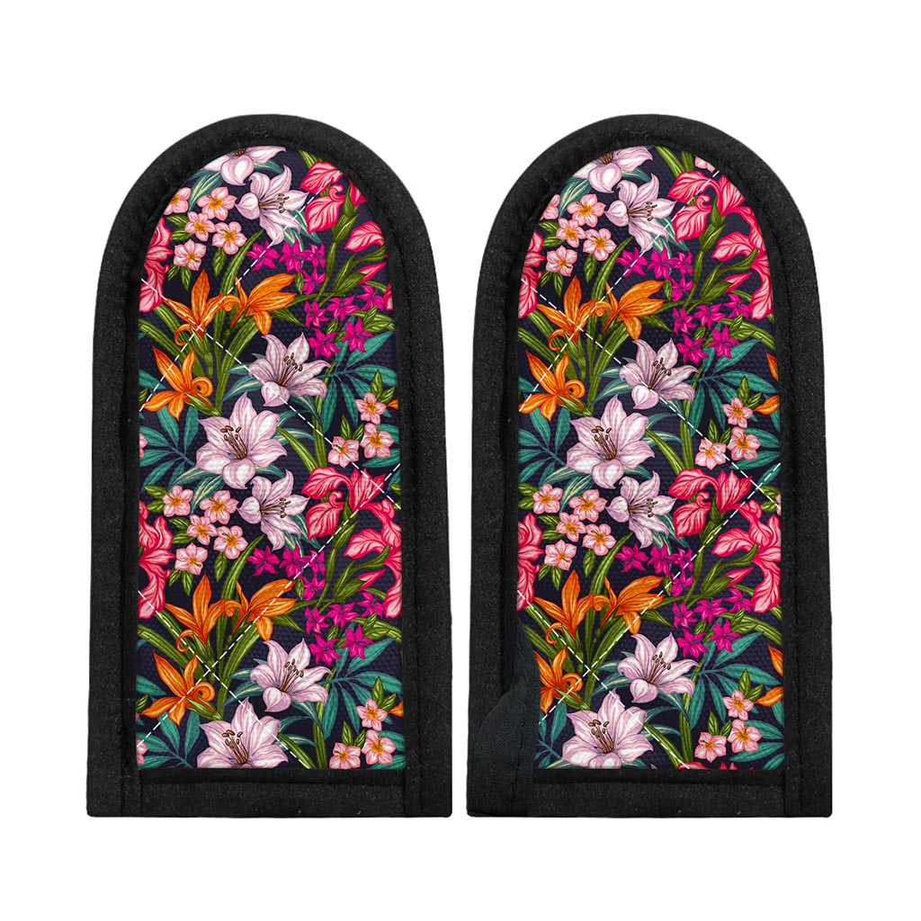 Tropical Flowers Pattern Print Skillet Handle Cover