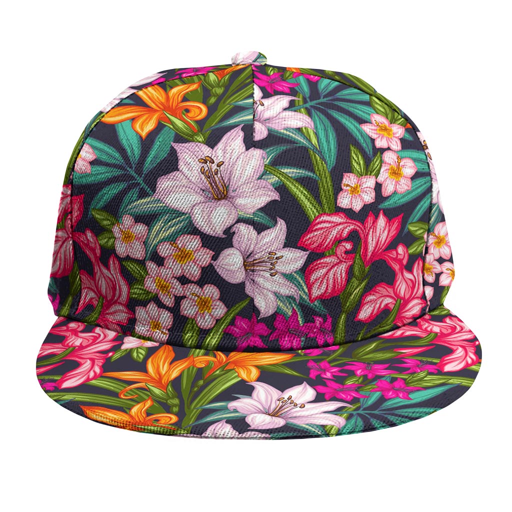 Tropical Flowers Pattern Print Snapback Cap
