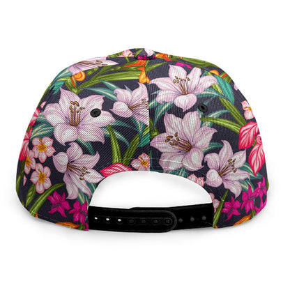 Tropical Flowers Pattern Print Snapback Cap