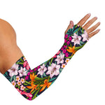 Tropical Flowers Pattern Print Sun Protection Arm Sleeves