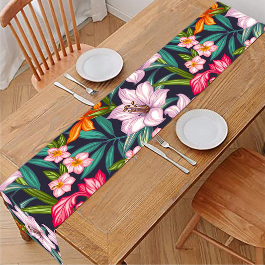 Tropical Flowers Pattern Print Table Runner