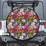 Tropical Flowers Pattern Print Tire Cover With Camera Hole