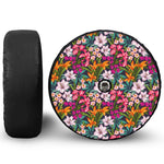 Tropical Flowers Pattern Print Tire Cover With Camera Hole