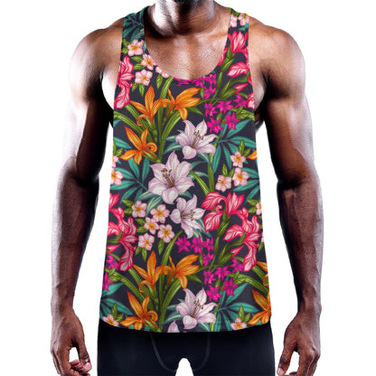 Tropical Flowers Pattern Print Training Tank Top
