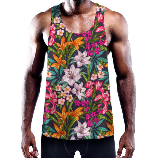 Tropical Flowers Pattern Print Training Tank Top