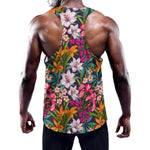 Tropical Flowers Pattern Print Training Tank Top