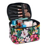 Tropical Flowers Pattern Print Travel Makeup Bag
