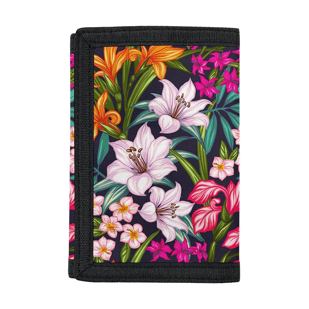 Tropical Flowers Pattern Print Trifold Wallet