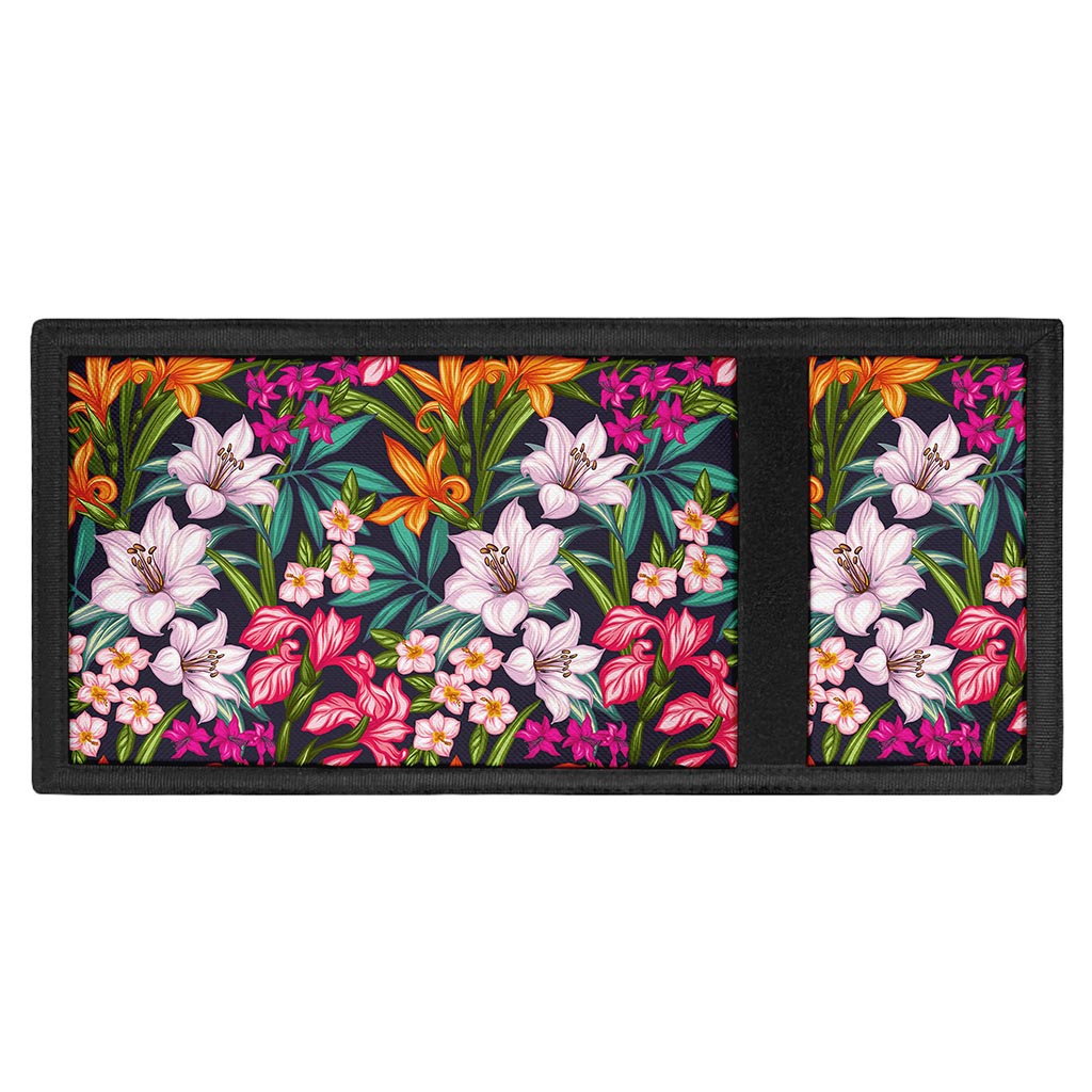 Tropical Flowers Pattern Print Trifold Wallet
