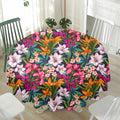 Tropical Flowers Pattern Print Waterproof Round Tablecloth