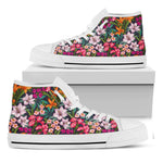 Tropical Flowers Pattern Print White High Top Sneakers