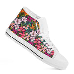 Tropical Flowers Pattern Print White High Top Sneakers