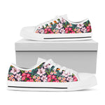 Tropical Flowers Pattern Print White Low Top Sneakers