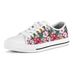 Tropical Flowers Pattern Print White Low Top Sneakers