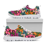 Tropical Flowers Pattern Print White Running Shoes