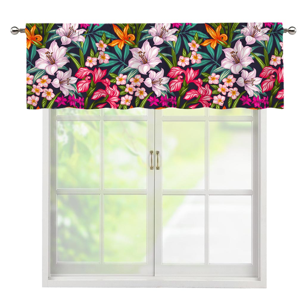 Tropical Flowers Pattern Print Window Valance