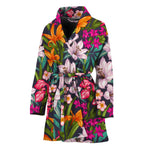 Tropical Flowers Pattern Print Women's Bathrobe