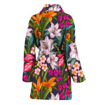 Tropical Flowers Pattern Print Women's Bathrobe