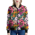 Tropical Flowers Pattern Print Women's Bomber Jacket
