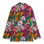 Tropical Flowers Pattern Print Women's Cotton Blazer