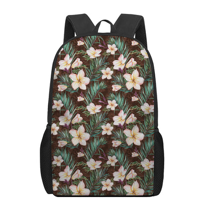 Tropical Frangipani Flower Print 17 Inch Backpack