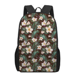 Tropical Frangipani Flower Print 17 Inch Backpack