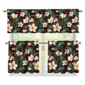 Tropical Frangipani Flower Print 3 Piece Kitchen Curtains