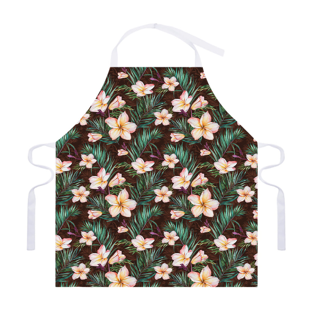 Tropical Frangipani Flower Print Adjustable Apron