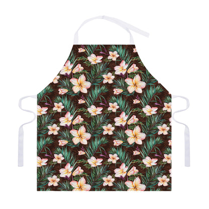 Tropical Frangipani Flower Print Adjustable Apron